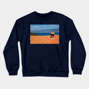 Rooftop in Vrbnsk, Krk, Croatia Crewneck Sweatshirt